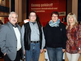 Die Delegierten des Kreisverbandes Unstrut-Hainich, v.l.n.r.: Bruno Beier, Maik Eisfeld, Juliana Thormann, Cordula Eger
